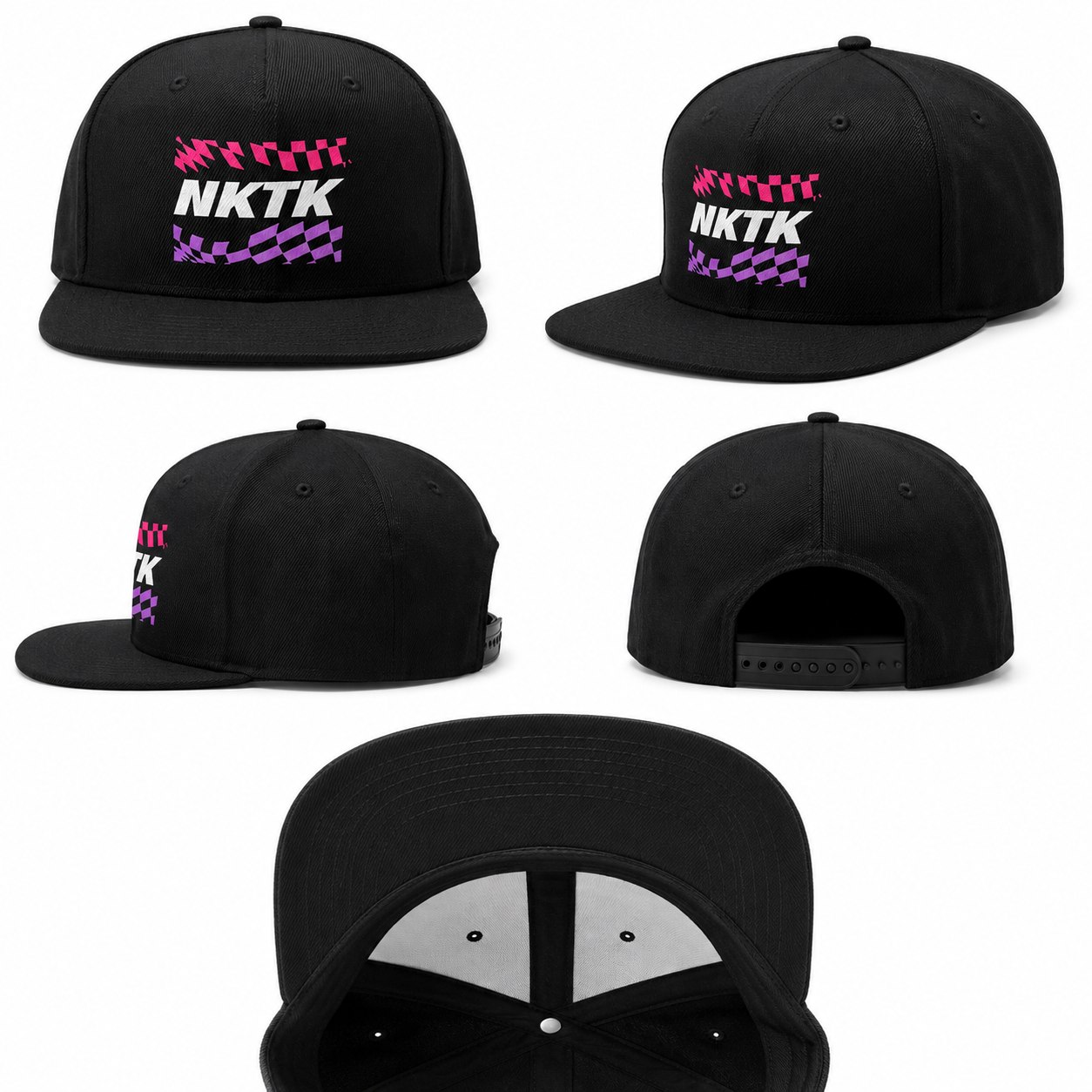 NKTK snapback kepurė - juoda su NKTK ir languota vėliava