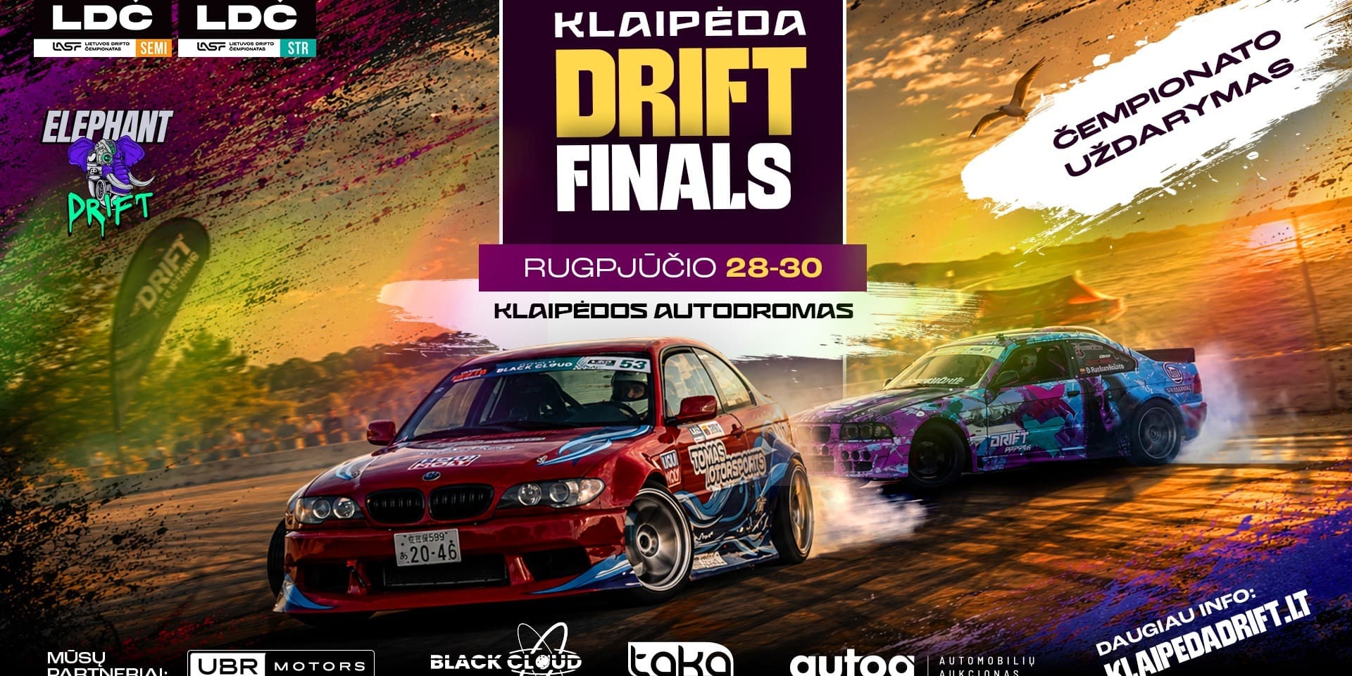 Klaipėda Drift Finals 2026 - LDČ Street ir Semi-Pro čempionato uždarymas Klaipėdos autodrome rugpjūčio 28-30
